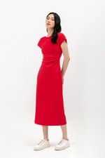 MILAN SIDE PLEATED BOATNECK DRESS MILAN SIDE PLEATED BOATNECK DRESS