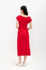 MILAN SIDE PLEATED BOATNECK DRESS MILAN SIDE PLEATED BOATNECK DRESS