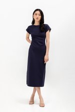 MILAN SIDE PLEATED BOATNECK DRESS MILAN SIDE PLEATED BOATNECK DRESS