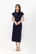 MILAN SIDE PLEATED BOATNECK DRESS MILAN SIDE PLEATED BOATNECK DRESS