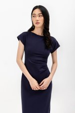 MILAN SIDE PLEATED BOATNECK DRESS MILAN SIDE PLEATED BOATNECK DRESS