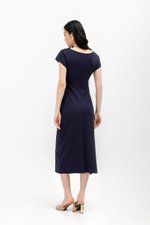 MILAN SIDE PLEATED BOATNECK DRESS MILAN SIDE PLEATED BOATNECK DRESS