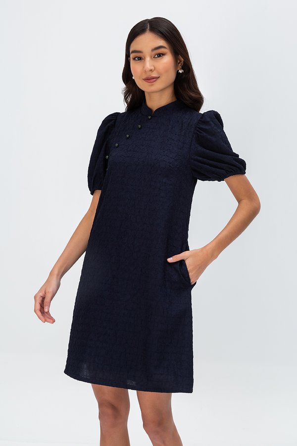 ABEL PUFF SLEEVE JACQUARD CHEONGSAM