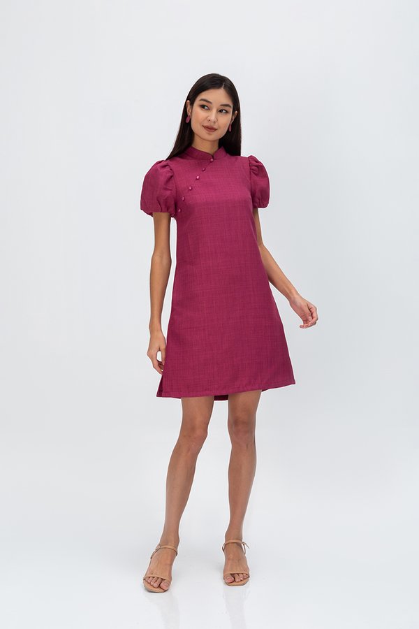 SHEILA PUFF SLEEVE CHEONGSAM DRESS