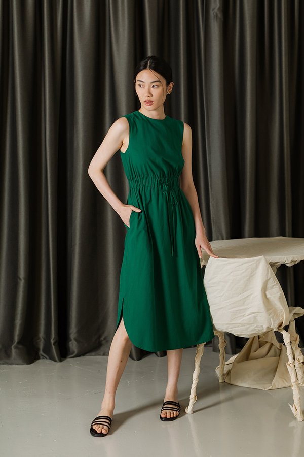 ANGELIKA DRAWSTRING WAIST MIDI DRESS