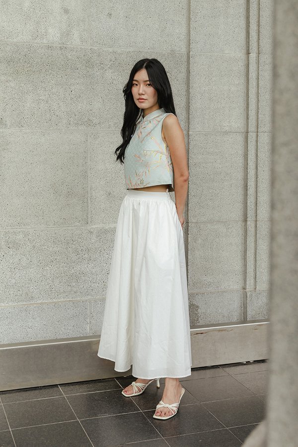 LAUREL SPARROW JACQUARD CHEONGSAM TOP