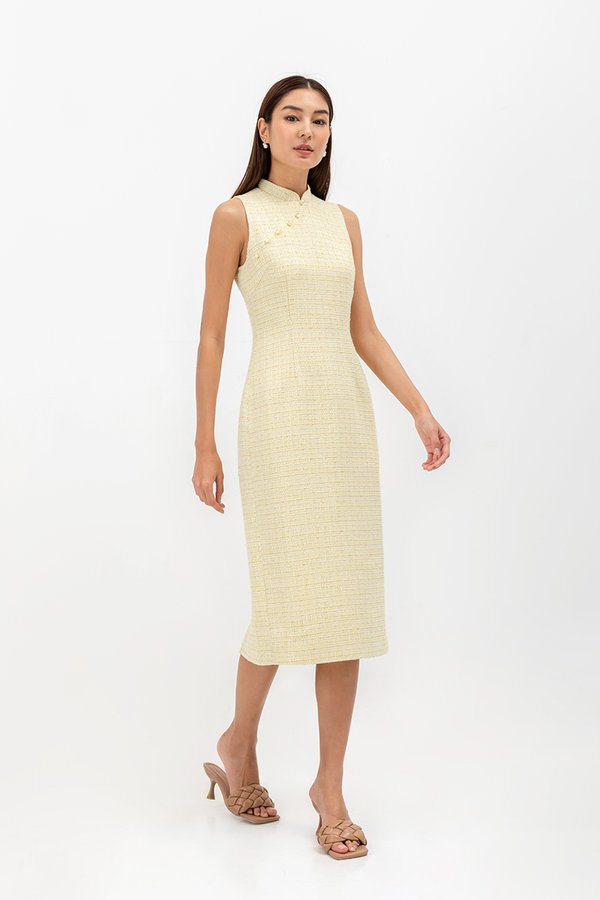 LINORA TWEED SHEATH MIDI CHEONGSAM
