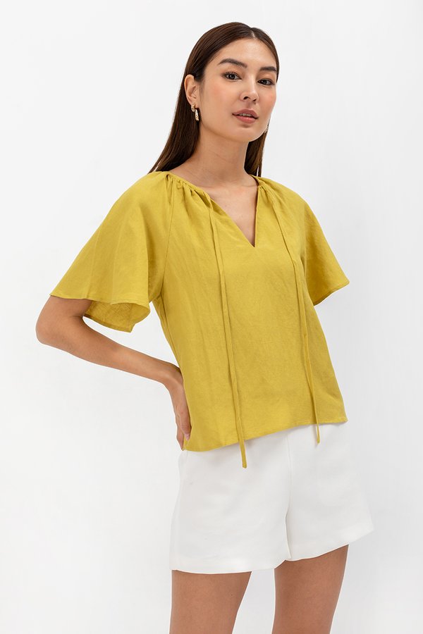 MIRREN FRONT TIE LINEN TOP