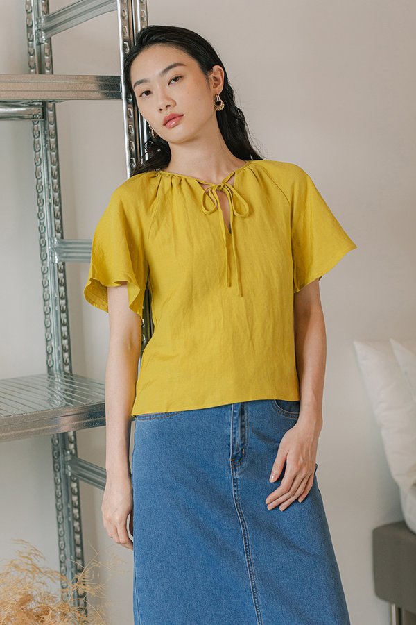 MIRREN FRONT TIE LINEN TOP