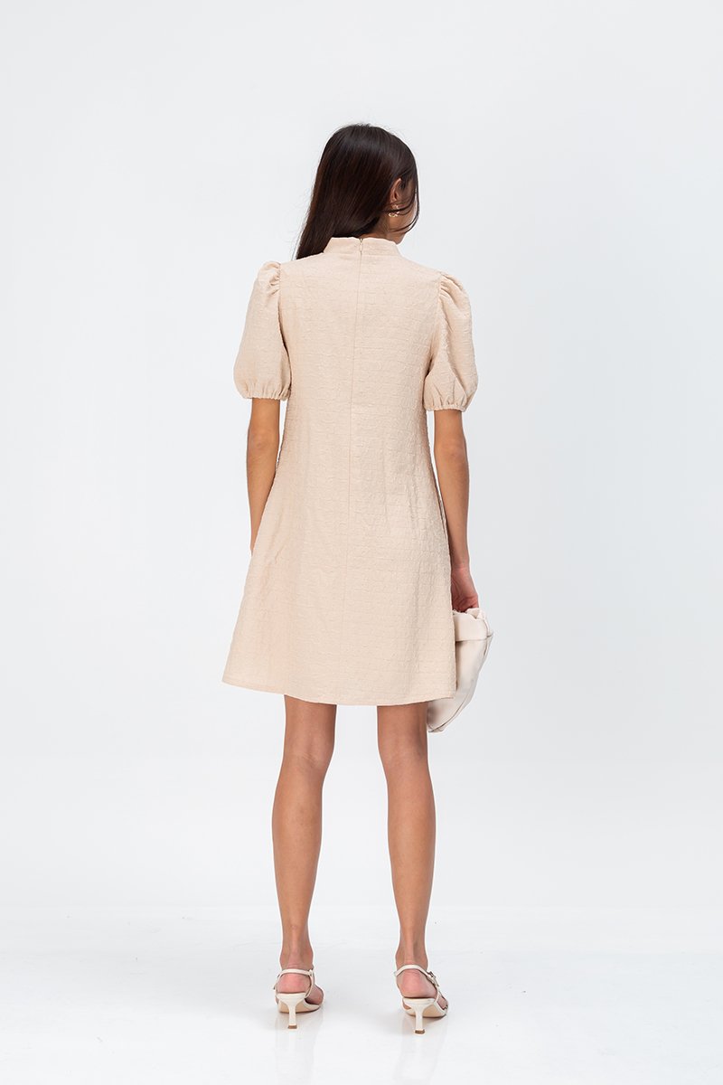 ABEL PUFF SLEEVE JACQUARD CHEONGSAM