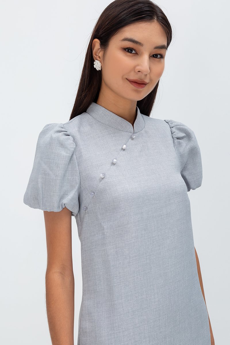 SHEILA PUFF SLEEVE CHEONGSAM DRESS