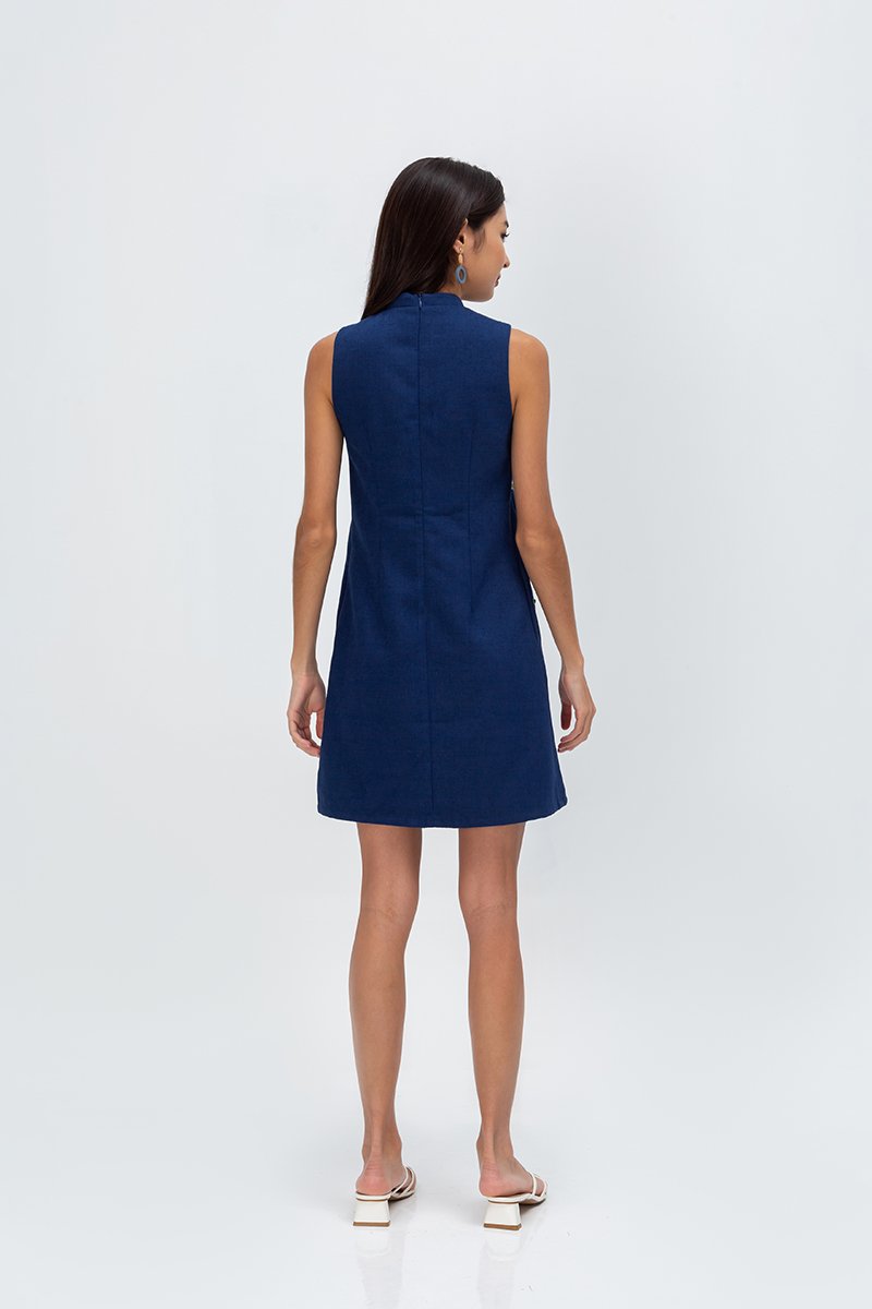 LISSE FLORAL EMBROIDERY TWEED CHEONGSAM DRESS