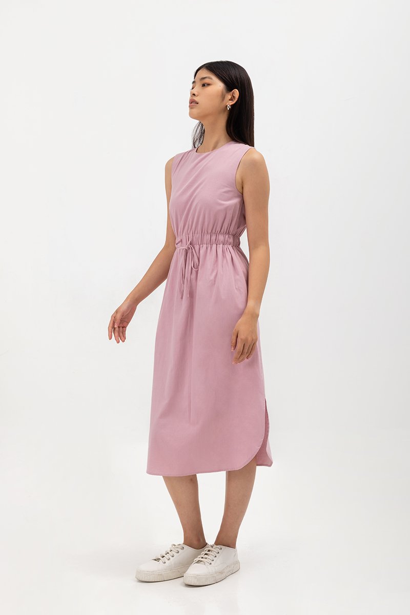 ANGELIKA DRAWSTRING WAIST MIDI DRESS