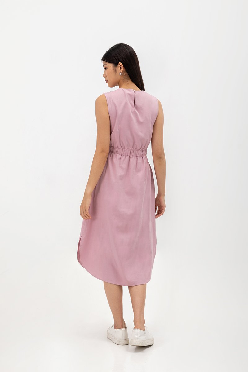 ANGELIKA DRAWSTRING WAIST MIDI DRESS