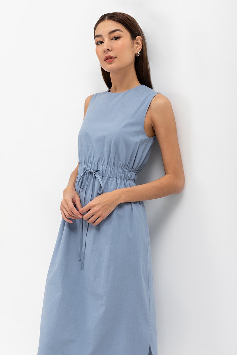 ANGELIKA DRAWSTRING WAIST MIDI DRESS