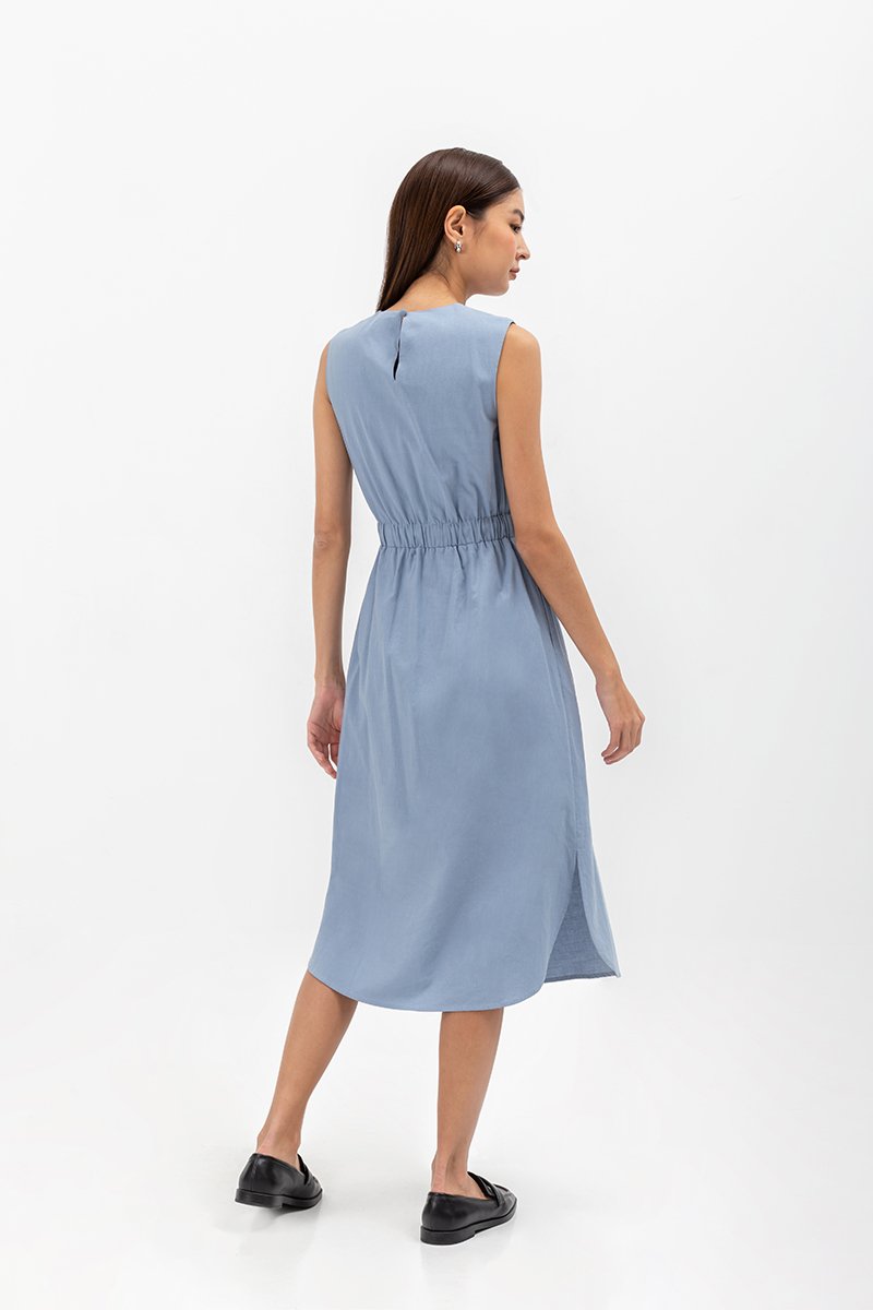 ANGELIKA DRAWSTRING WAIST MIDI DRESS