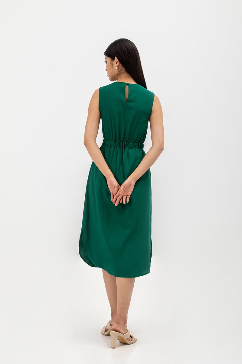 ANGELIKA DRAWSTRING WAIST MIDI DRESS