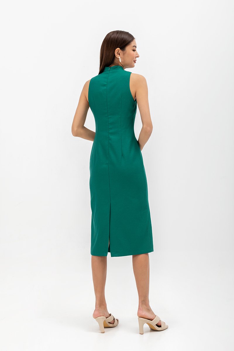 NIKA TWEED MIDI CHEONGSAM W PEARL BUTTONS