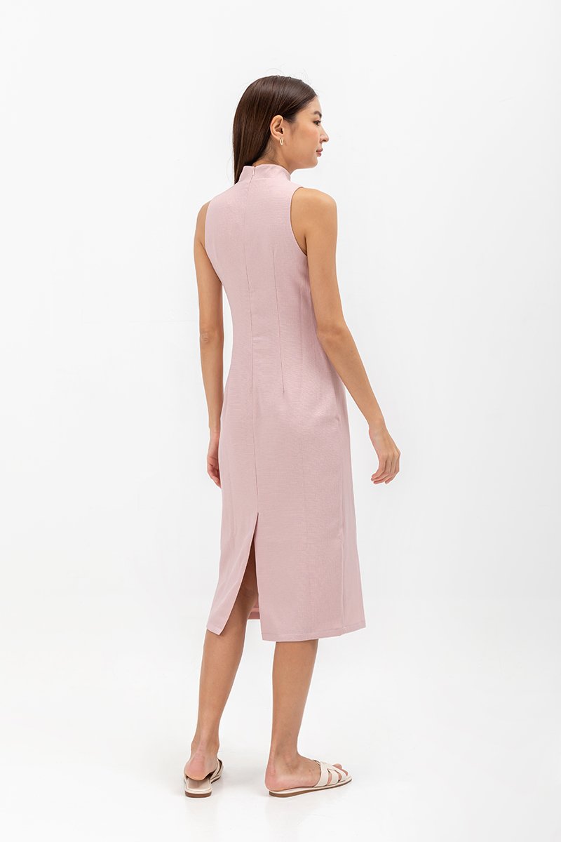 NIKA TWEED MIDI CHEONGSAM W PEARL BUTTONS
