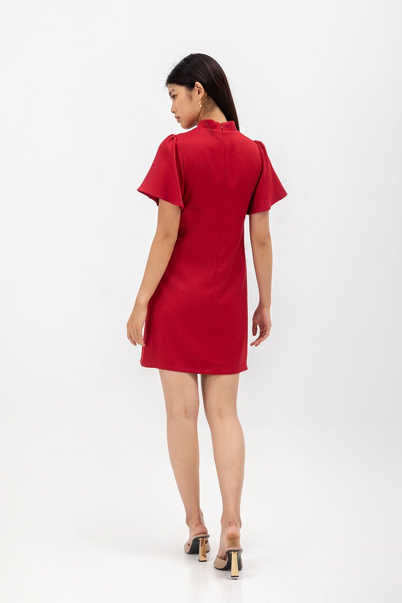 GRETA FLUTTER SLEEVE MINI CHEONGSAM