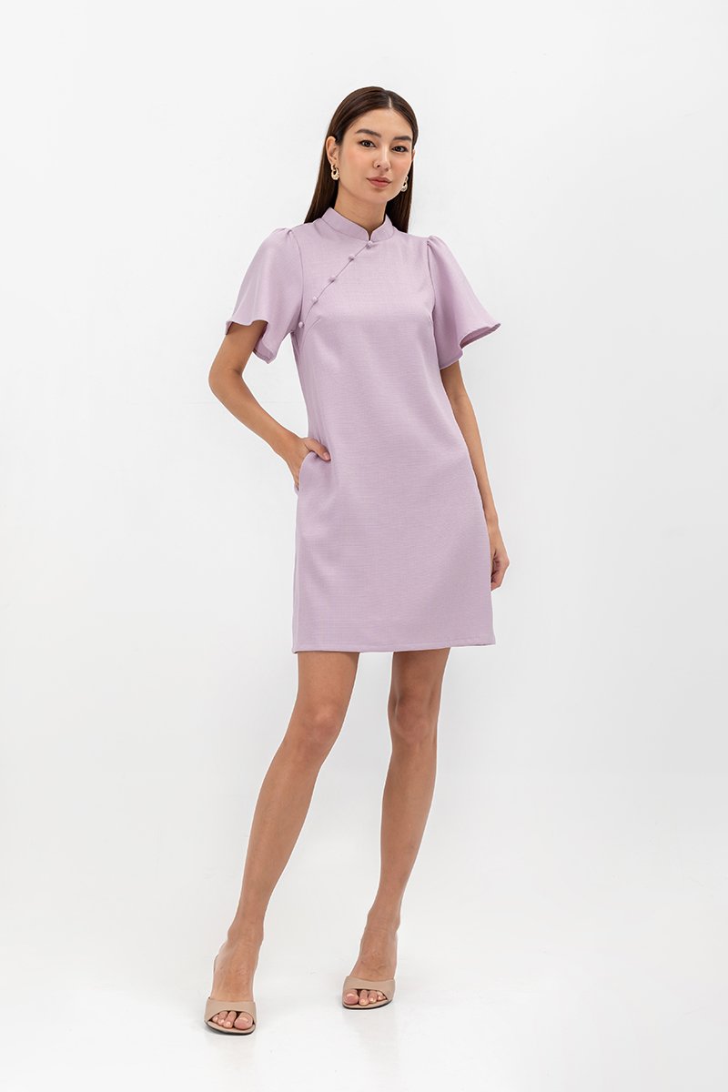 GRETA FLUTTER SLEEVE MINI CHEONGSAM