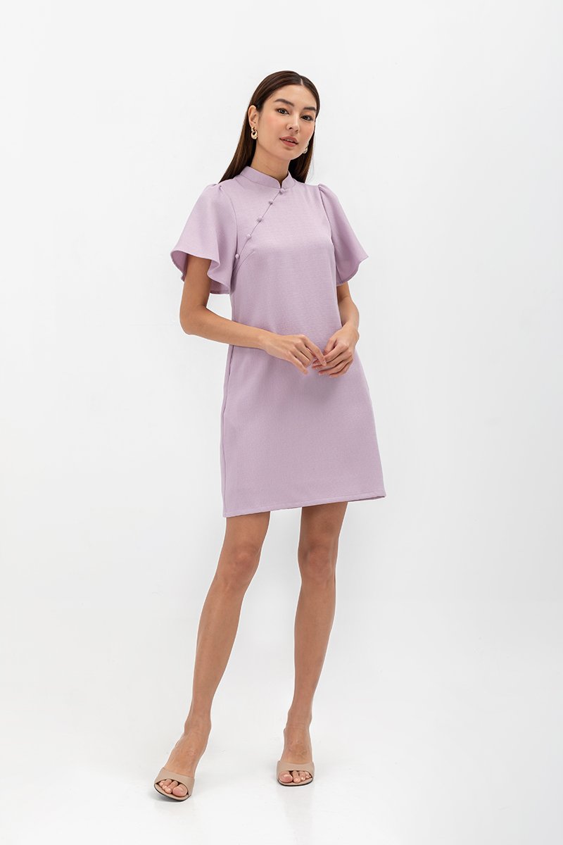 GRETA FLUTTER SLEEVE MINI CHEONGSAM