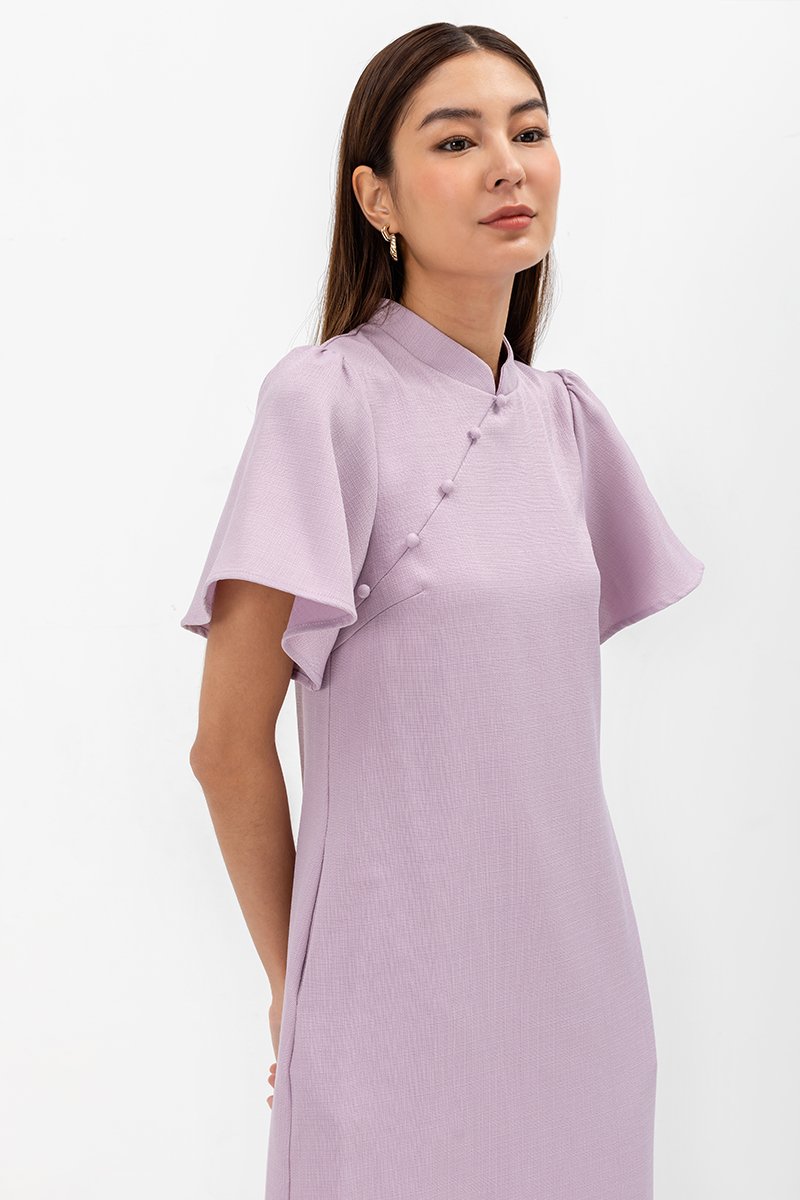 GRETA FLUTTER SLEEVE MINI CHEONGSAM