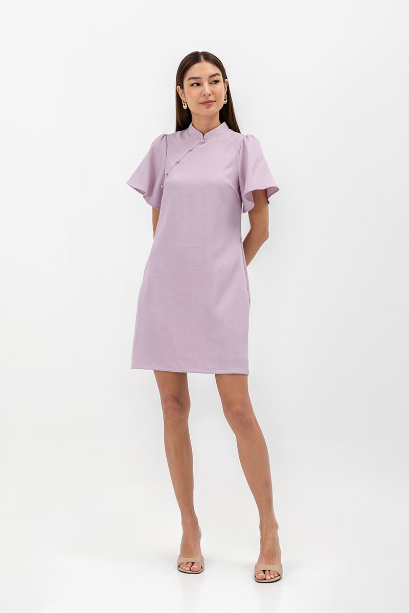 GRETA FLUTTER SLEEVE MINI CHEONGSAM