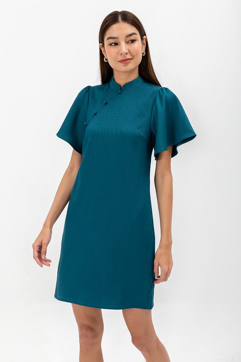 GRETA FLUTTER SLEEVE MINI CHEONGSAM