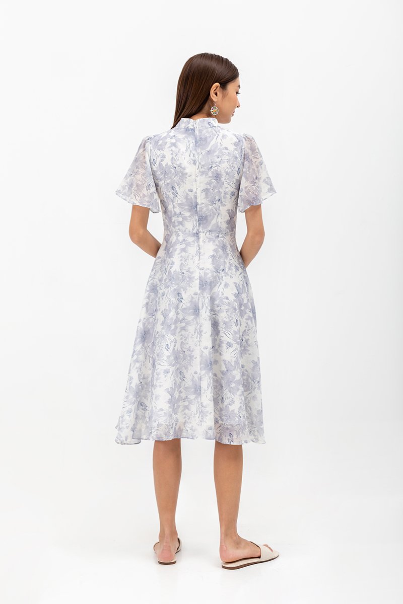THALIA FLORAL FLUTTER SLEEVE CHEONGSAM