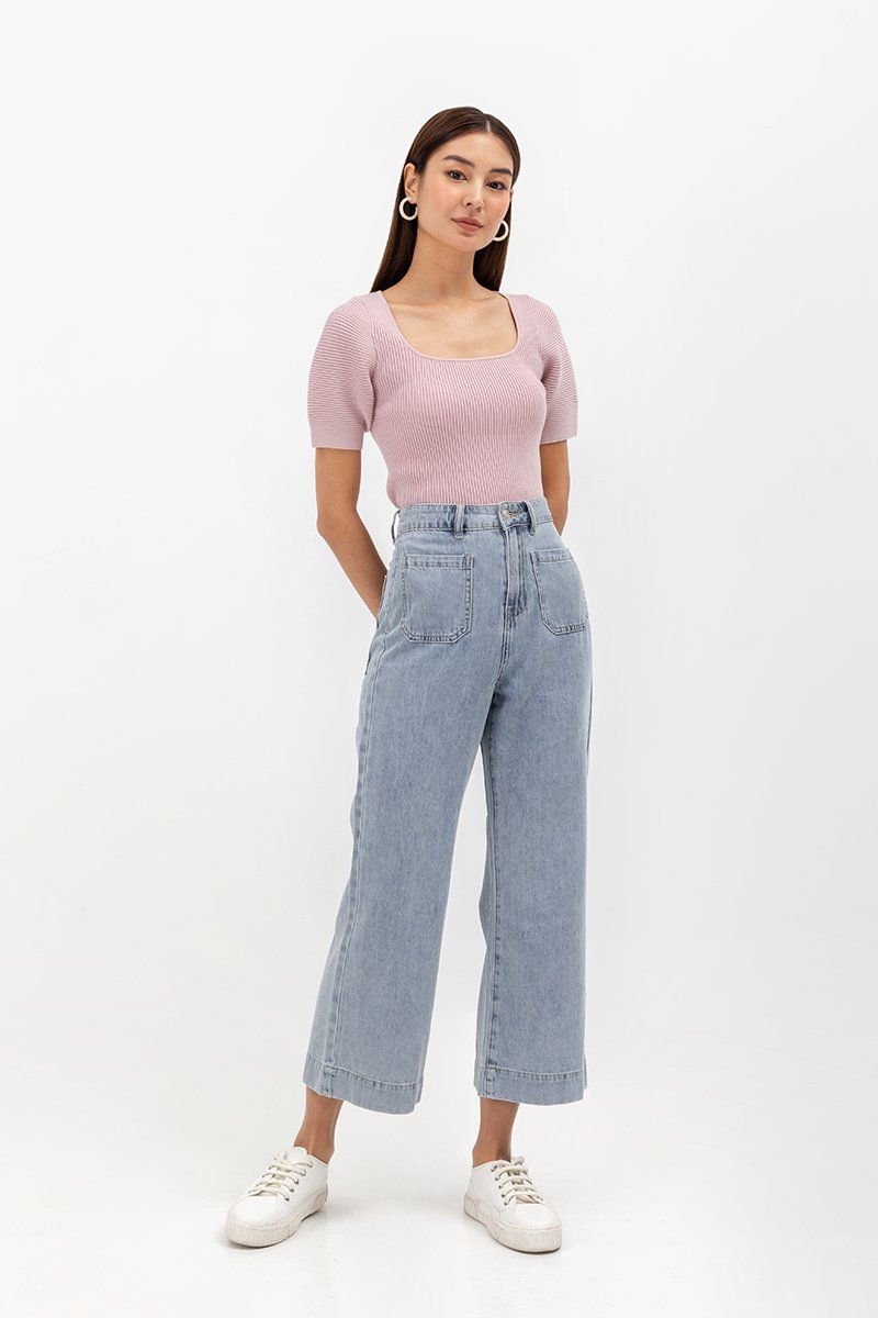ALVIS PATCH POCKET FLARE HEM JEANS