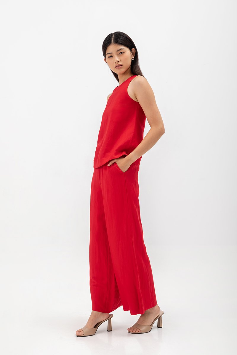 MILLIE BACK SLIT BUTTONDOWN LINEN TOP