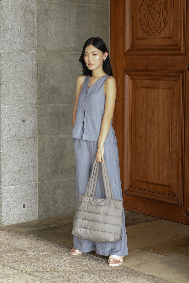 MILLIE BACK SLIT BUTTONDOWN LINEN TOP