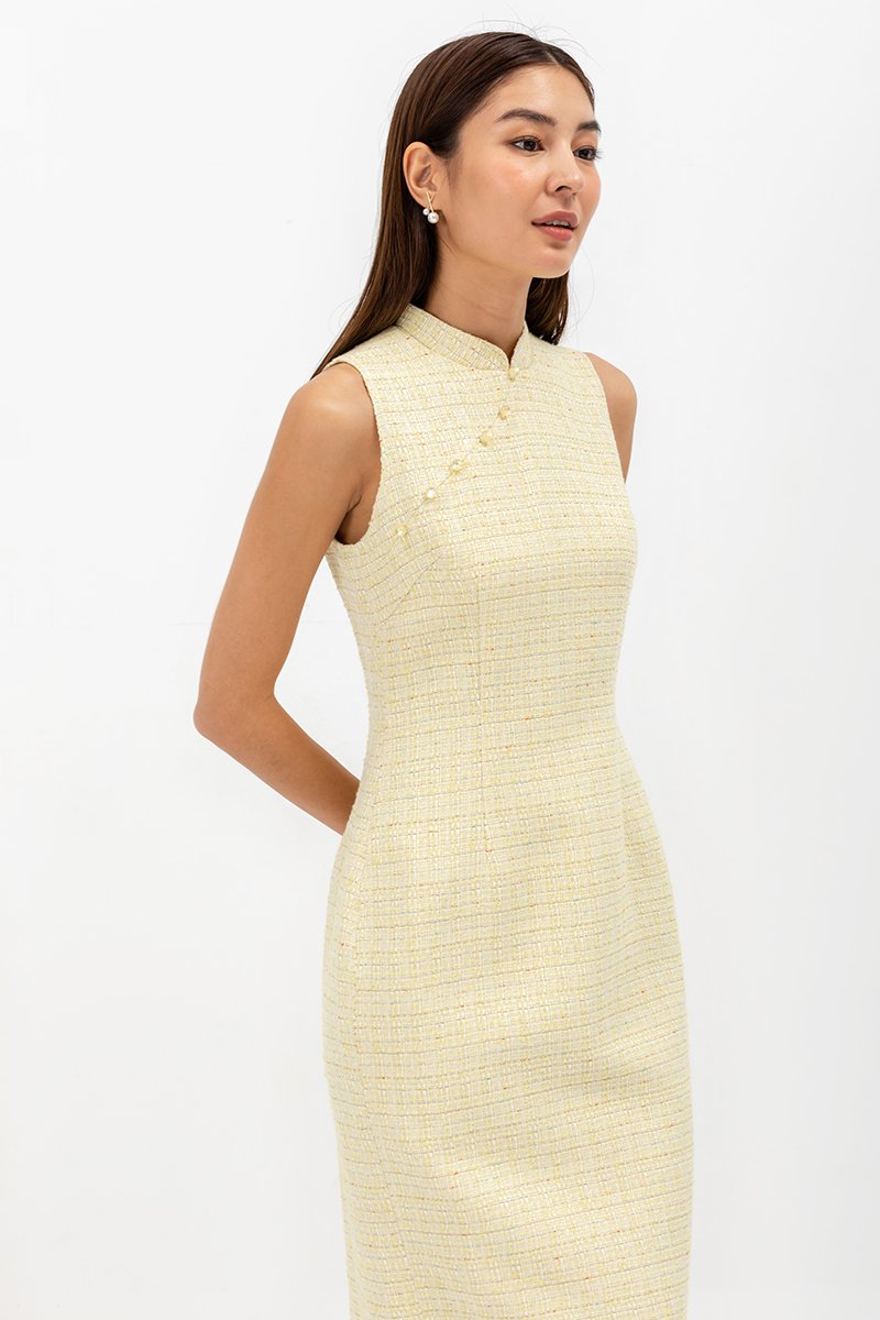 LINORA TWEED SHEATH MIDI CHEONGSAM