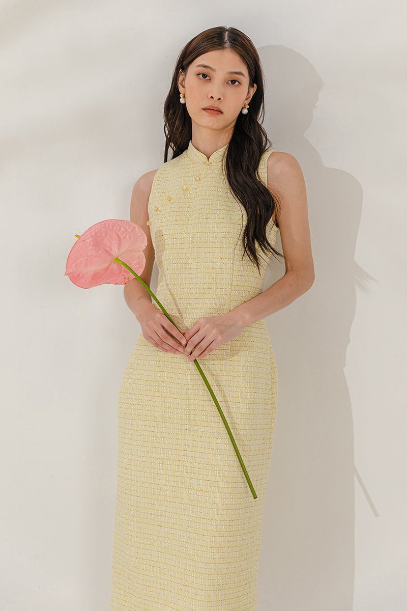 LINORA TWEED SHEATH MIDI CHEONGSAM