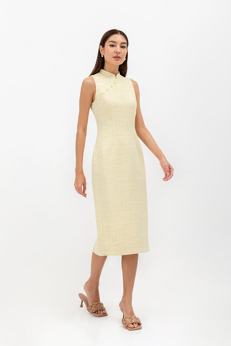 LINORA TWEED SHEATH MIDI CHEONGSAM