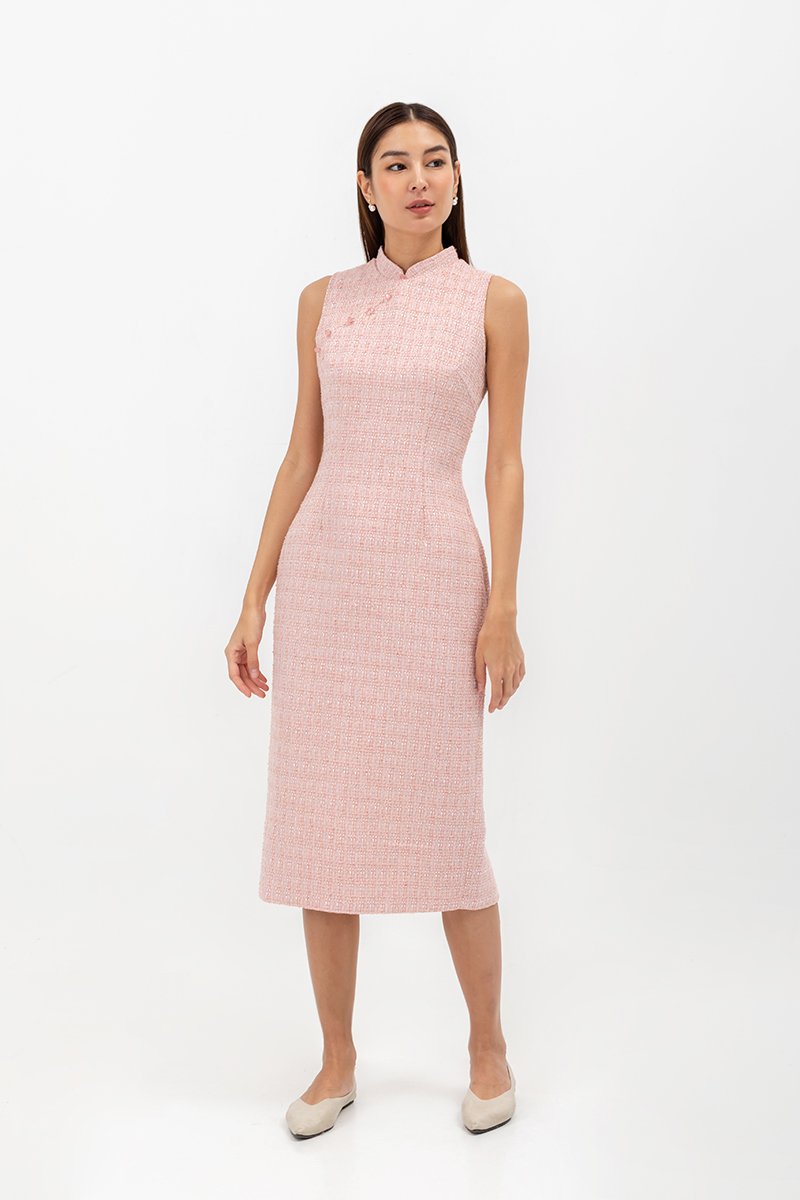 LINORA TWEED SHEATH MIDI CHEONGSAM