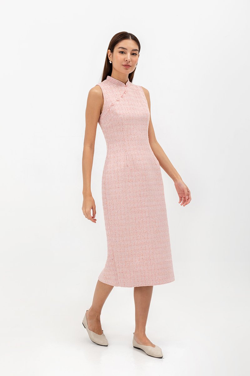 LINORA TWEED SHEATH MIDI CHEONGSAM