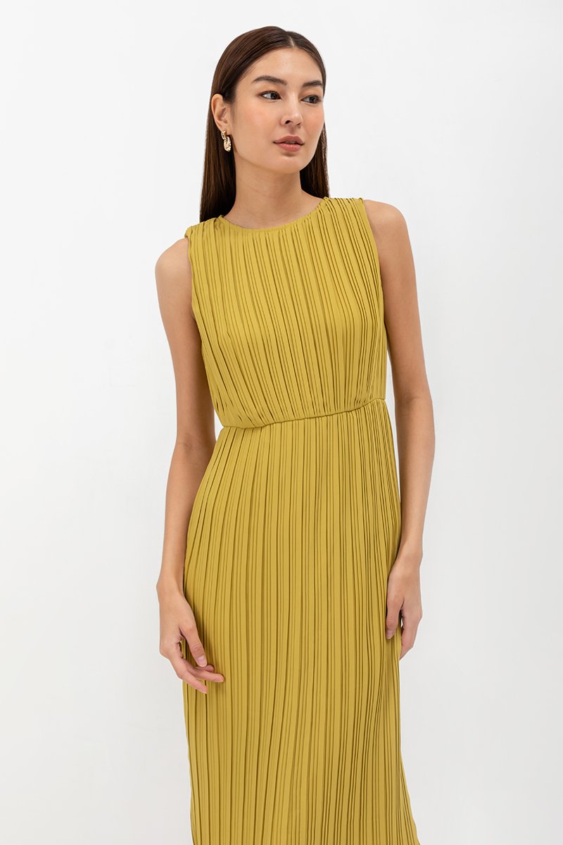 SVANA PLEATED MIDI DRESS