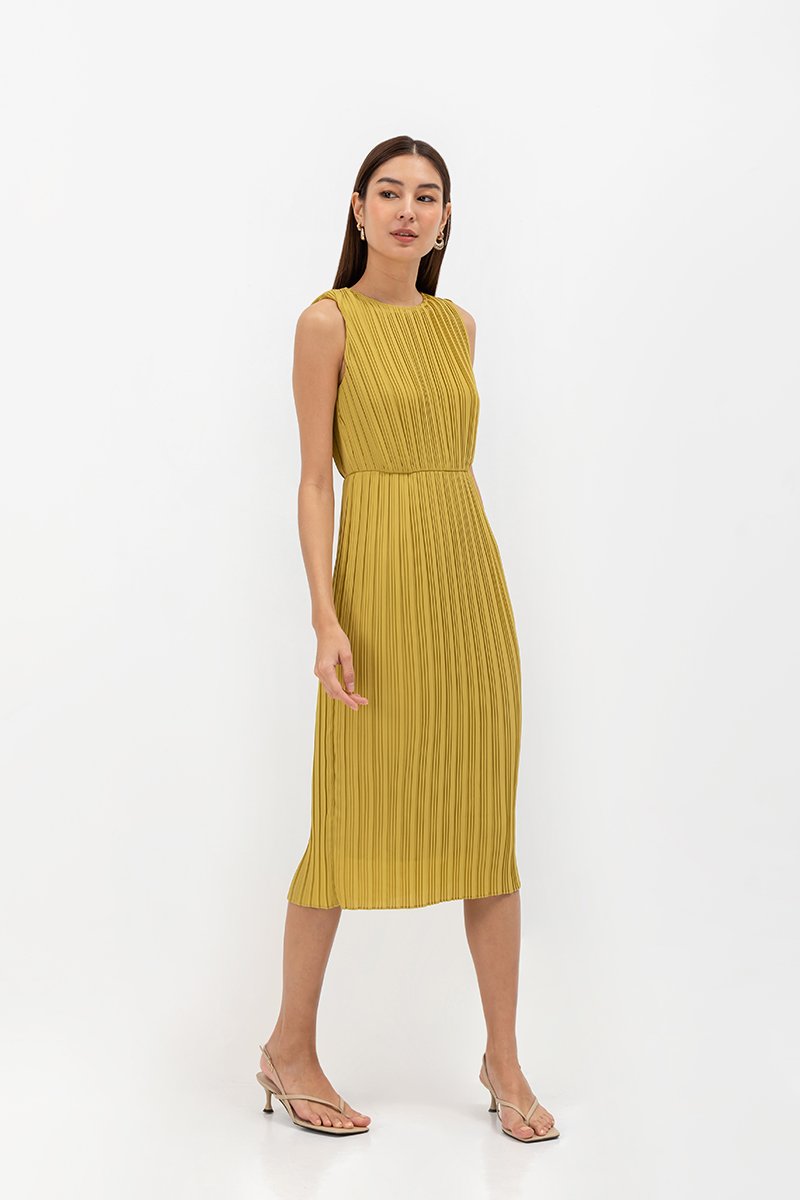 SVANA PLEATED MIDI DRESS