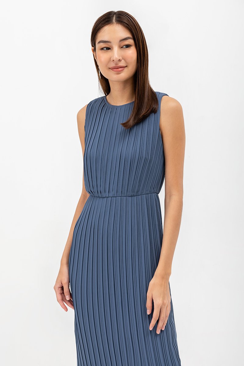 SVANA PLEATED MIDI DRESS