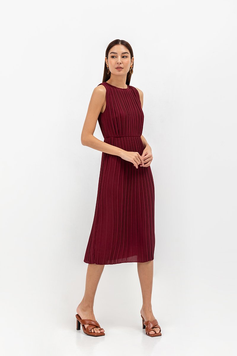 SVANA PLEATED MIDI DRESS