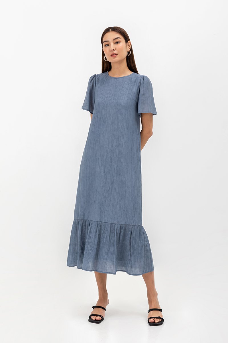 LILOU TEXTURED DRESS W SASH