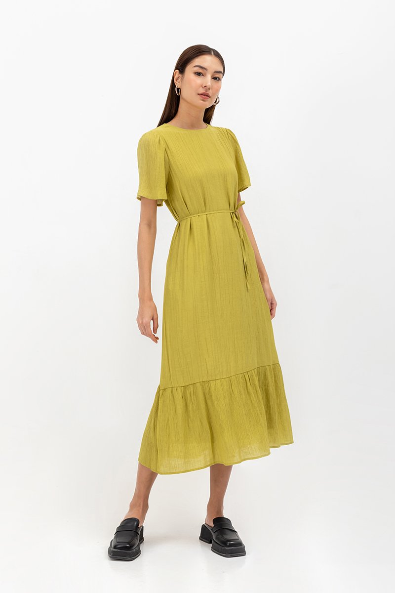 LILOU TEXTURED DRESS W SASH