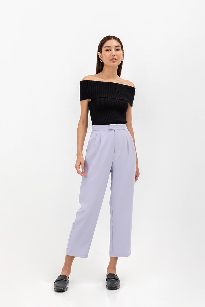 JEAN OFF SHOULDER KNIT TOP