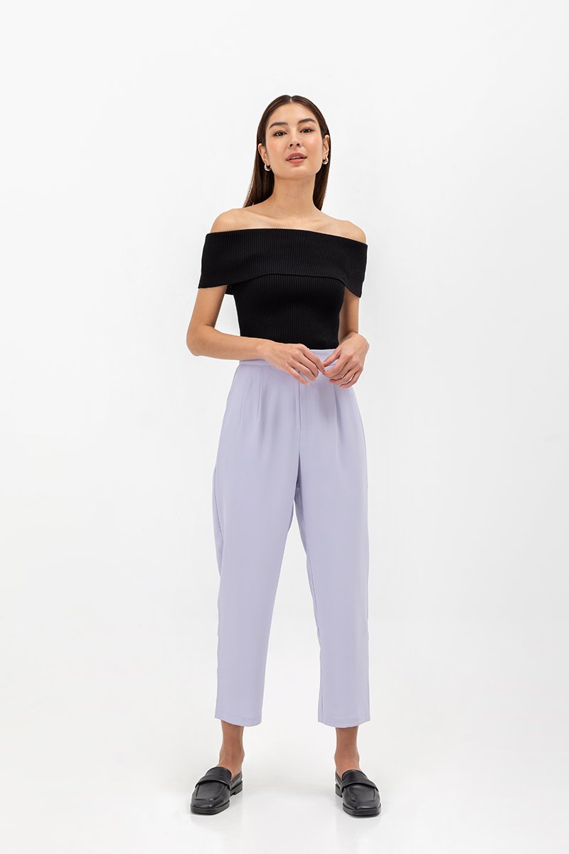 JEAN OFF SHOULDER KNIT TOP