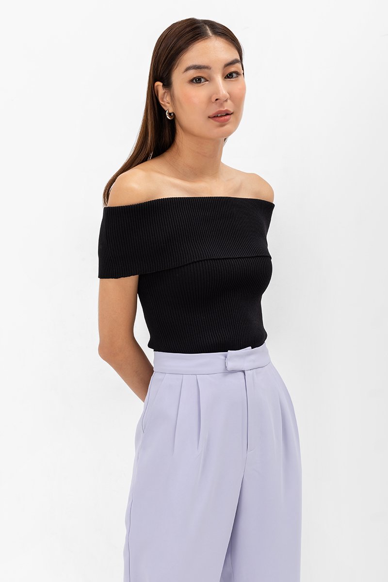 JEAN OFF SHOULDER KNIT TOP