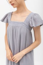 KAILEE FLUTTER SLEEVE LACE TRIM MIDI DRESS