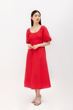 HELENA PUFF SLEEVE LINEN DRESS
