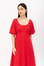 HELENA PUFF SLEEVE LINEN DRESS